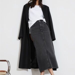 Classic Denim Black Midi Skirt